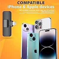 Vista 4 de PowerDeWise Micrófonos Lavalier inalámbricos para iPhone, cancelación de ruido, Plug & Play, paquete de 2