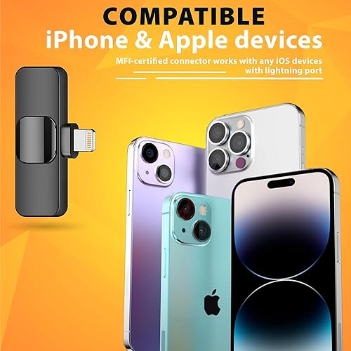 Miniatura 4 de PowerDeWise Micrófono de solapa profesional inalámbrico Lavalier para iPhone, iPad - Micrófono de grabación de condensador omnidireccional dual para