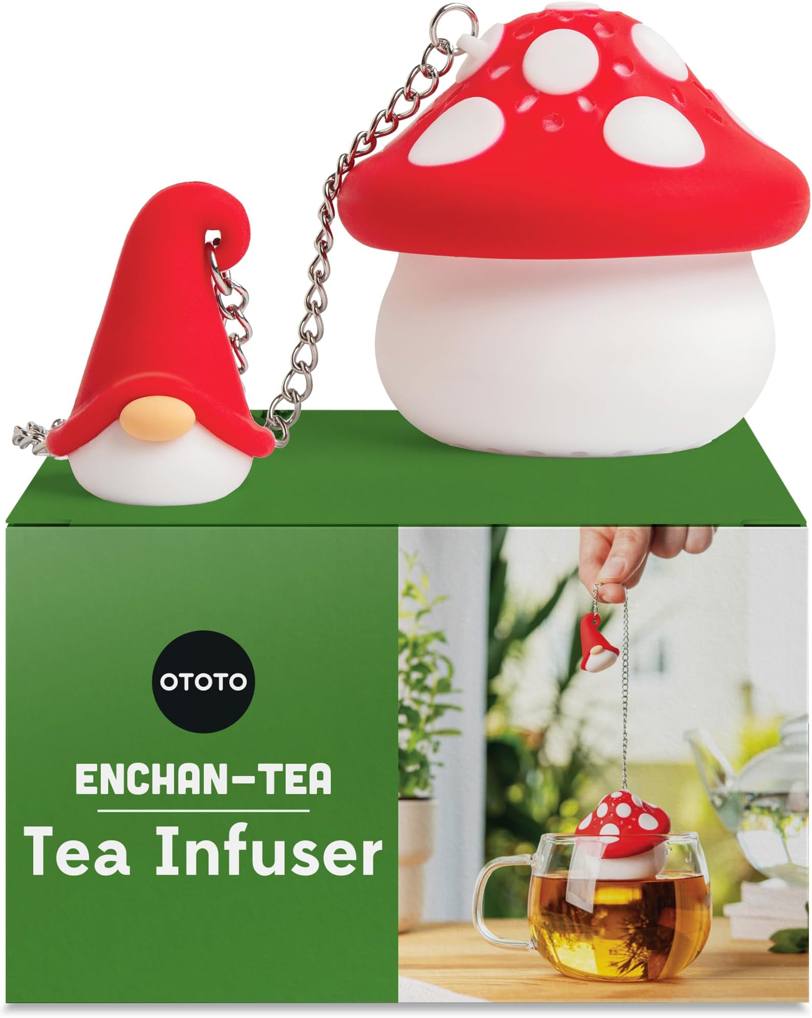 Cute Tea Strainers - Loose Leaf Tea Steeper, Tea Infuser for Loose Leaf Tea, Tea Diffusers, Tea Accessories, Mushroom Gifts, Cute Kitchen Accessories, White Elephant Gifts, (Gnomeo, Gnome)