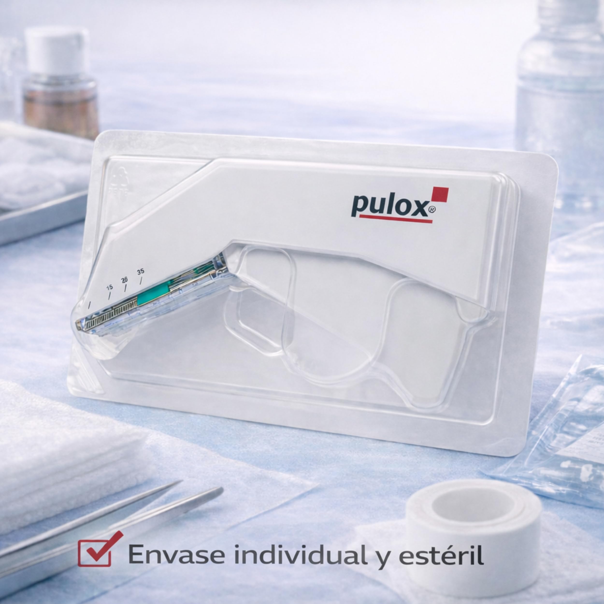 10x Pulox Grapadora cutánea desechable estéril, 35 grapas - Máquina de coser cutánea de piel
