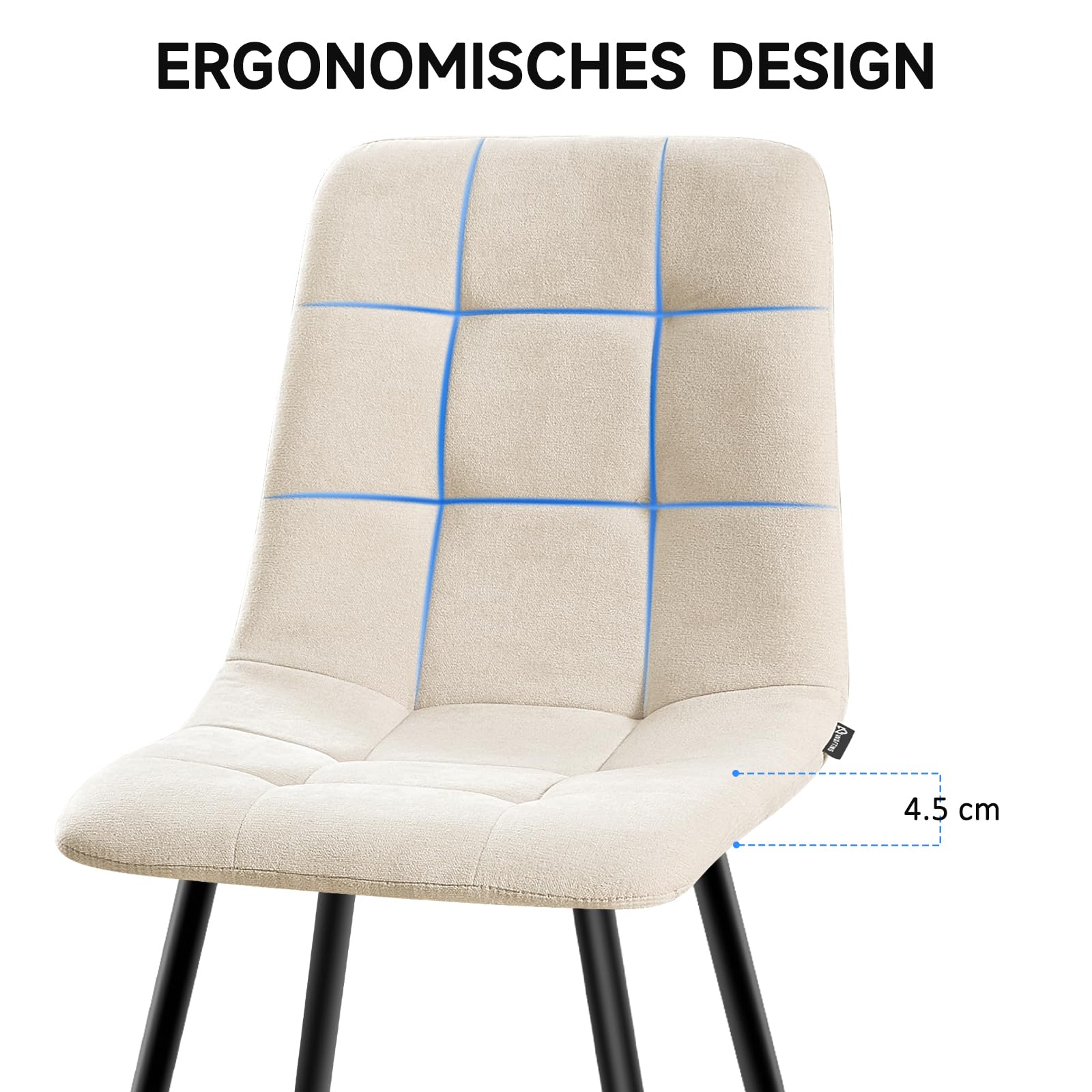 Esszimmerstühle 6er Set,Küchenstuhl aus Leinenstoff,Polsterstühle mit Eisenfüßen,Stuhl Schlafzimmer,Wohnzimmer Stühle-Kaki