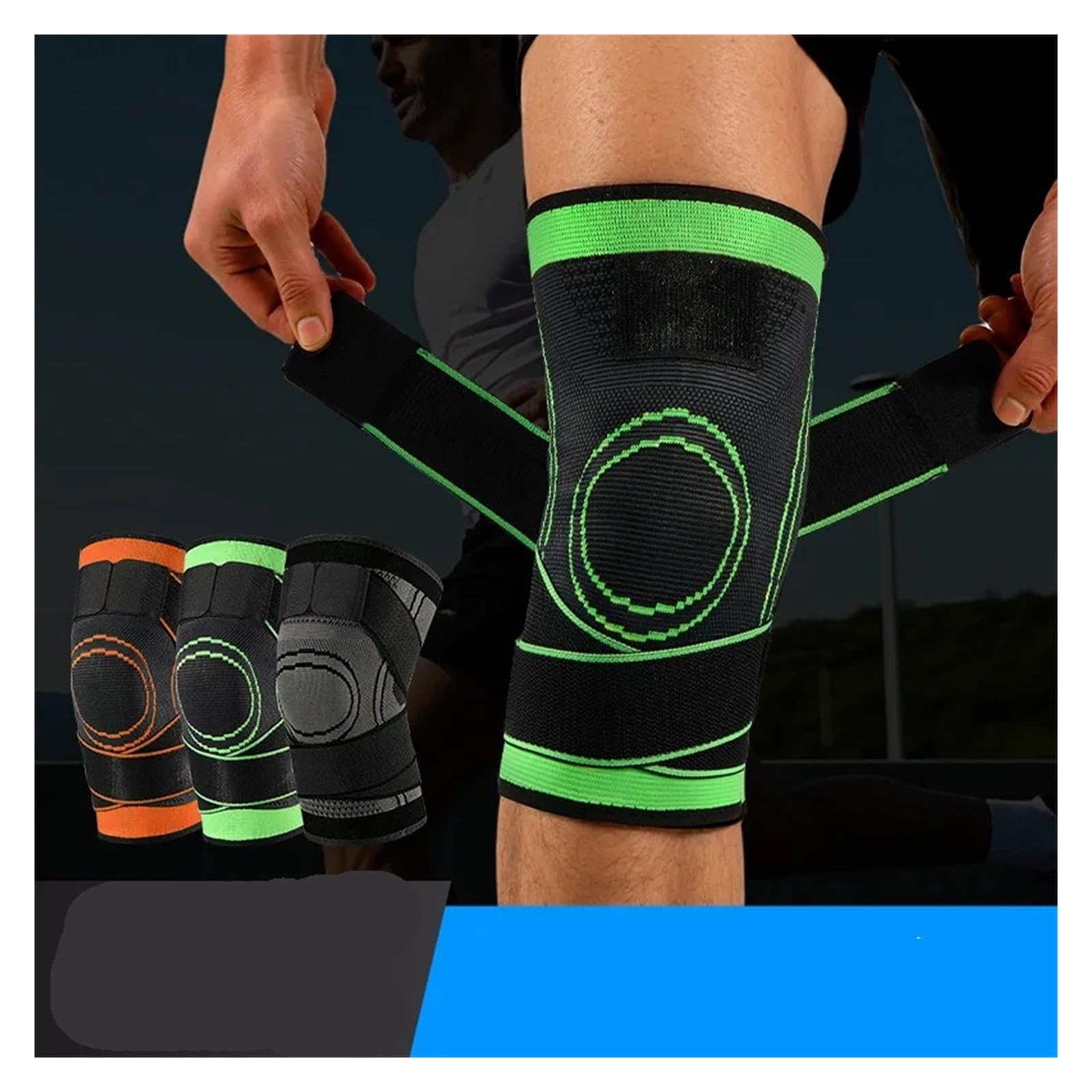 Rodilleras Deportivas Antideslizantes con Soporte y Calentadores, 2 Unidades, Mangas de compresión con Correas Ajustables para Correr, Entrenar y Usar Durante Todo el día.