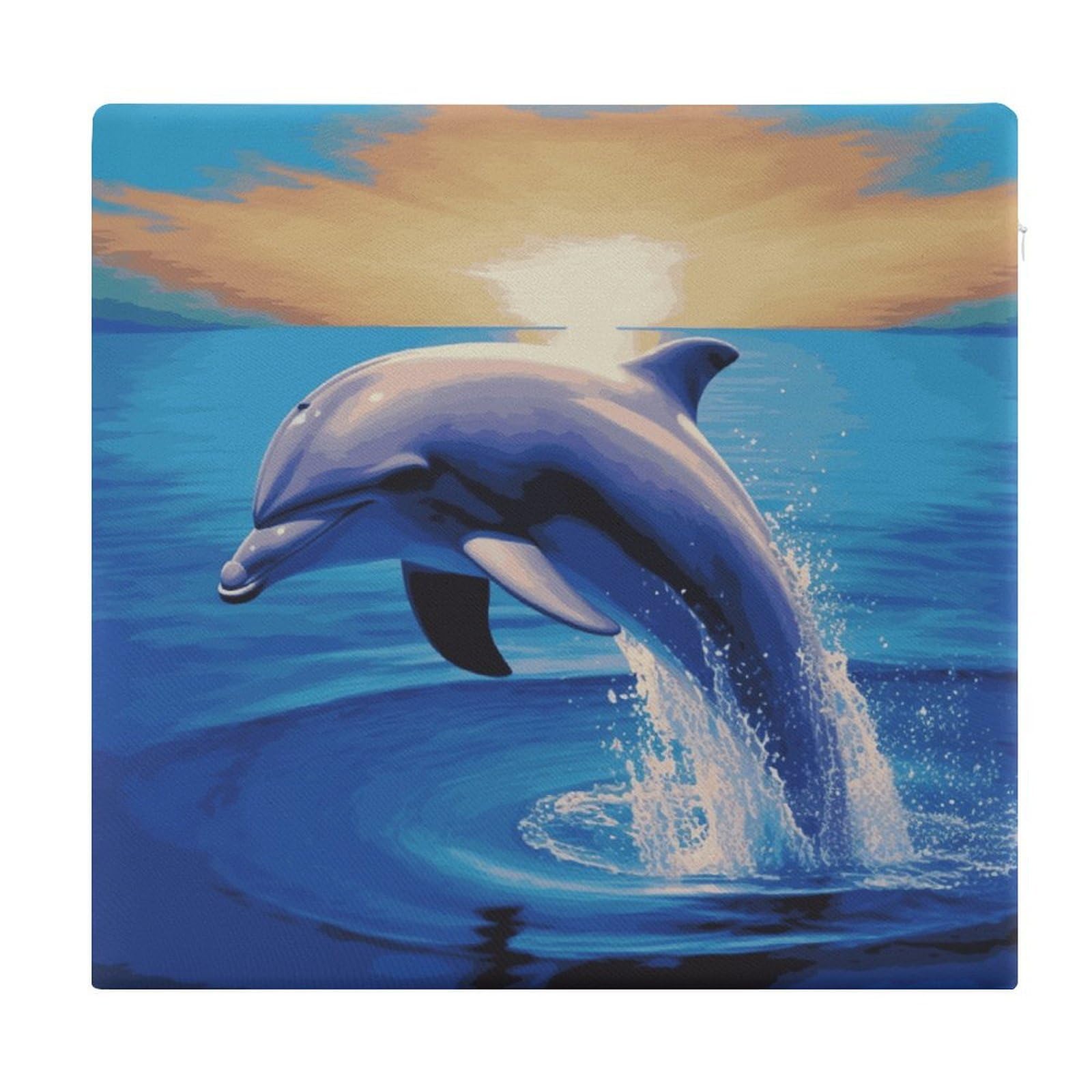 JTREHY Elegant Dolphin Chair Cushions Non-Slip Bar Stool Cushions Ultra Soft Warm Memory Foam Meditation Cushion Removable Large Square Seat Cushions for Dining Chair 15x14In