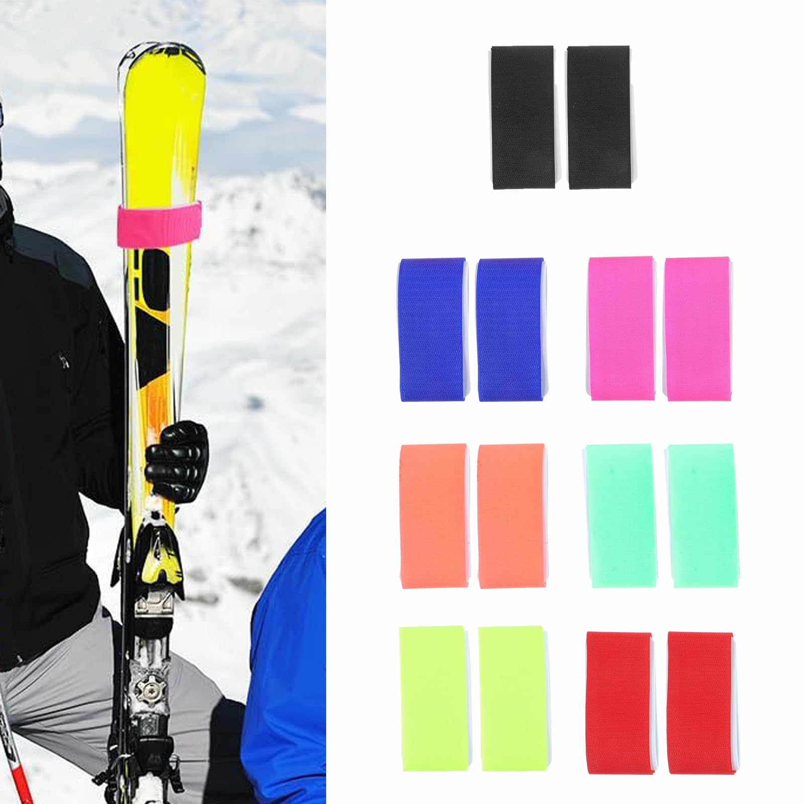 8 Sangles De Fixation Pour Skis – Réglables, Colorées Et Protectrices