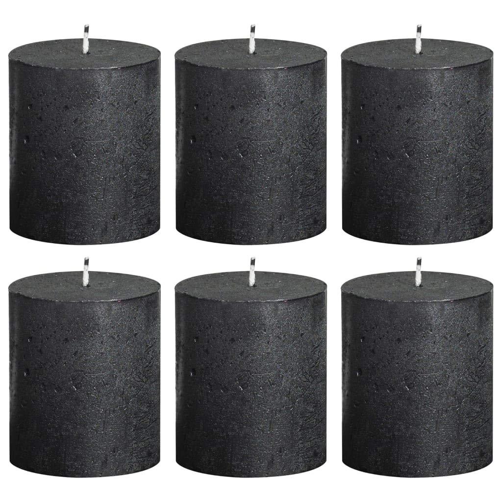 Bolsius Anthracite Metallic Rustic Pillar Candles 80x68mm 30 Hours burn time (Box of 6)