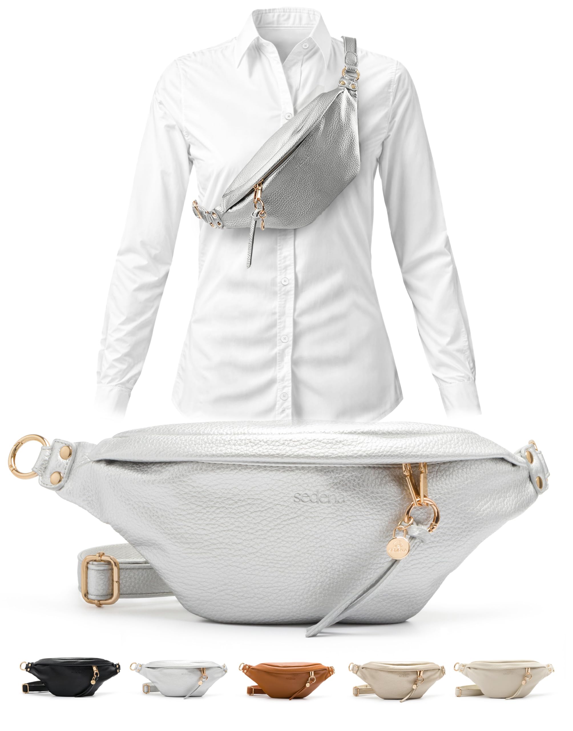 sedena Anti Pickpocket RFID Crossbody Bag - Travel Size, Multiple Compartments, Adjustable Strap, Vegan, Large Size