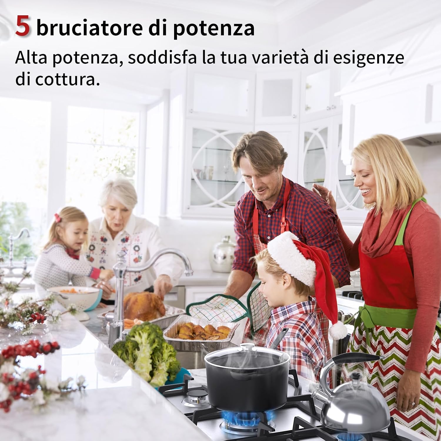 Piano Cottura a Gas (Acciaio Inossidabile -Piano Cottura 5 Fuochi) Piano Cottura a Gas (Acciaio Inossidabile -Piano Cottura 5 Fuochi)