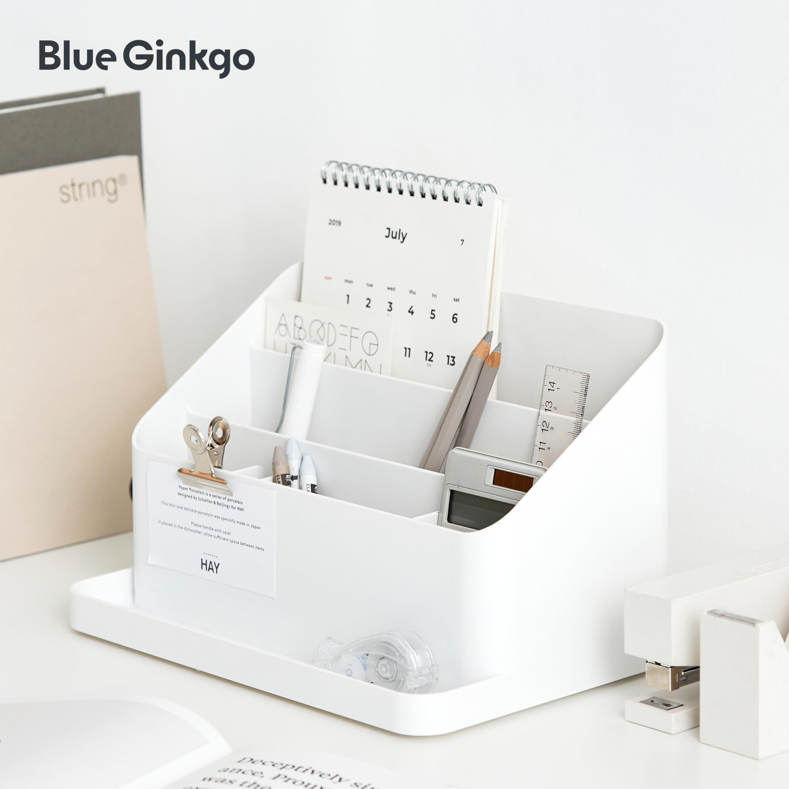 BLUE GINKGO Organisateur de Bureau – Rangement Fabriqué en Corée pour Stylos, Notes, Courrier et Fournitures de Bureau (Vert)
