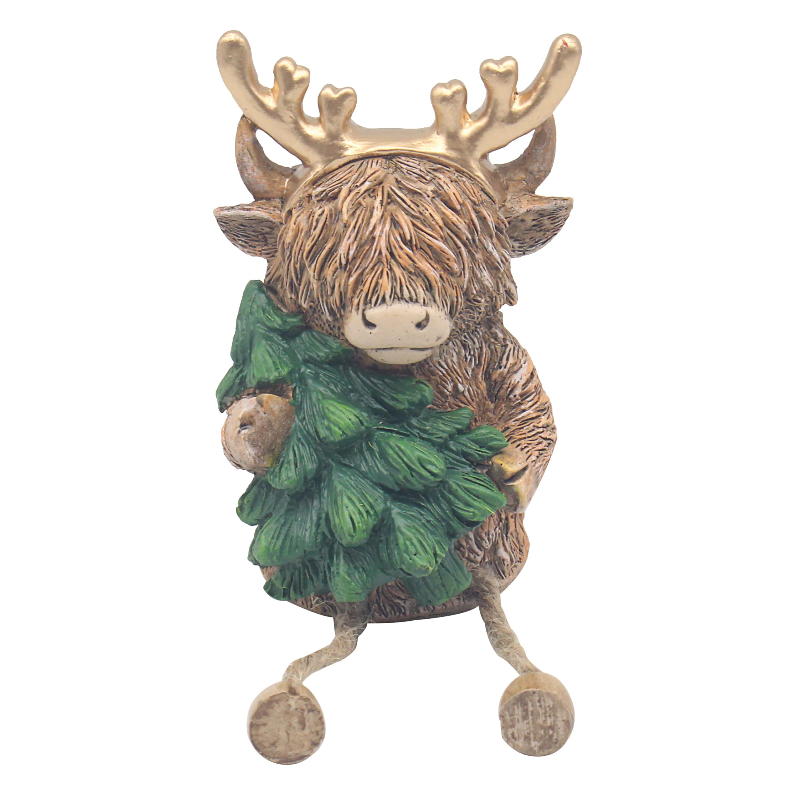 The Leonardo Collection Highland Cow With Tree Figurines & Ornaments For Home & Office | Decorative Home Accessories Statues For Indoor & Outdoor | Lovely Gifts for Women & Men