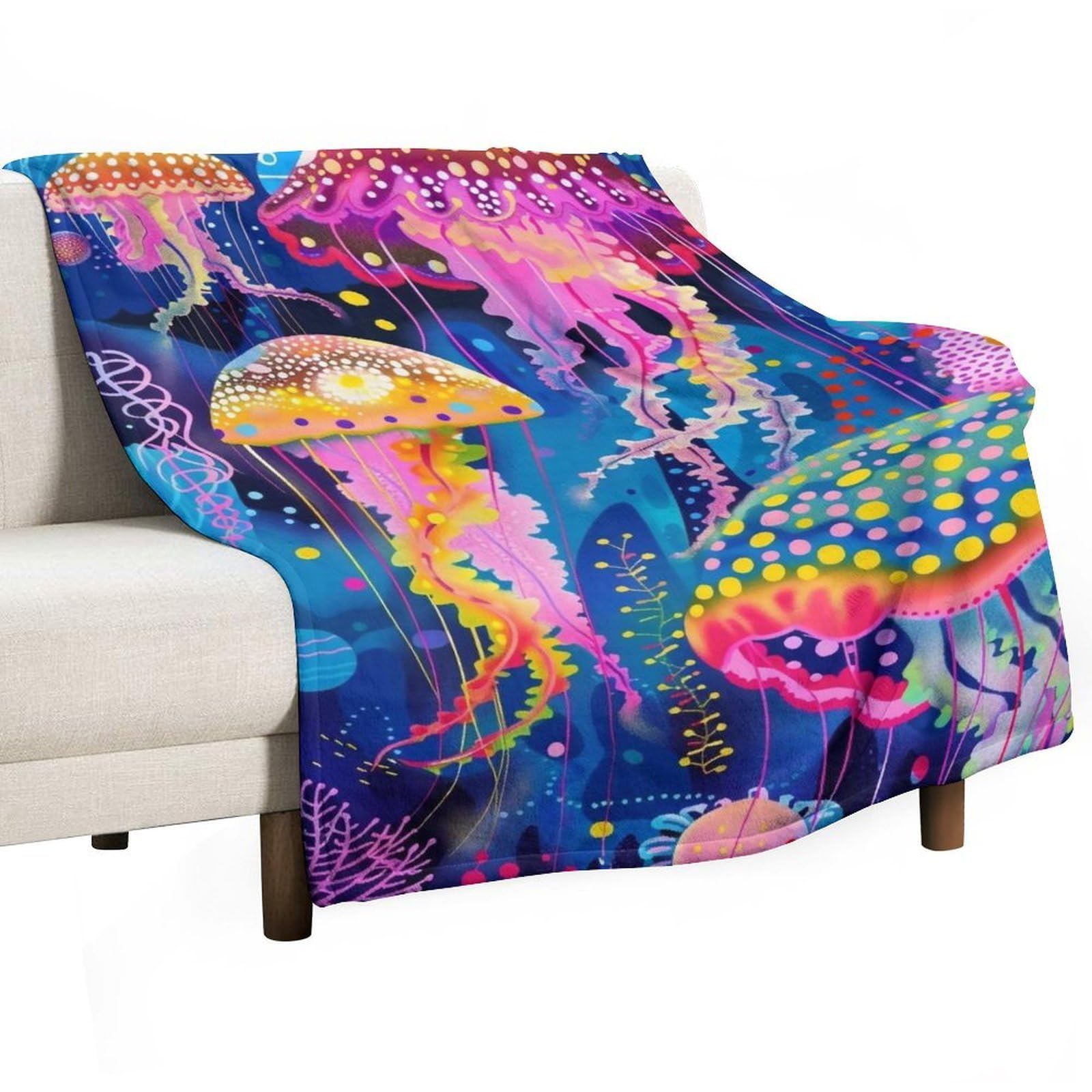 YHGSREUOH Yayoi-Kusama-Jellyfish_01 Flannel Blankets Fleece Soft Throw Lightweight Plush Gifts for Couch, Bed, Cozy Sofa Plush, Chair, Lovers 130x175cm(50x70in)