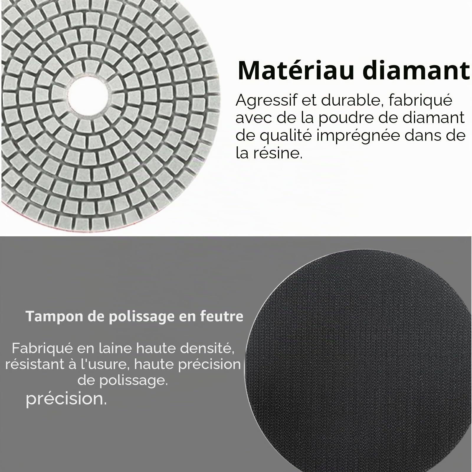 Kit De Polissage Diamant Humide 125 Mm, 9 Pièces | Grains 50 À 10000, Pour Marbre, Granit, Béton, Carrelage Et Pierre, Compatible Meuleuse D'Angle