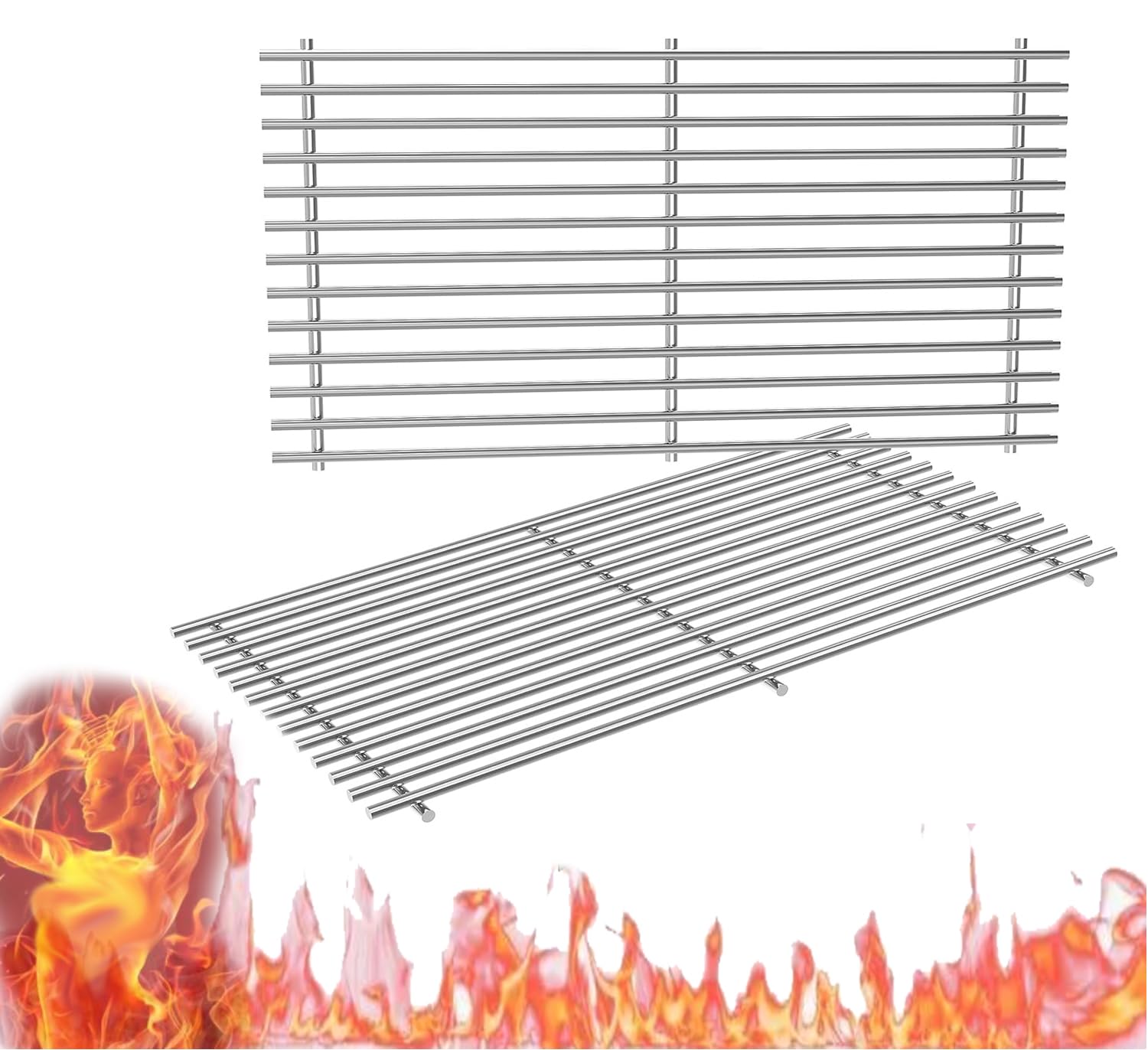 Grill Grate for Weber Gas Grill, 7mm 304 Stainless Steel Grill Grates Replacement for Weber Spirit I & II 300 Series Spirit E310 E320 S310, S320 Genesis Silver B&C Replacement Part For 7638 7639