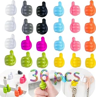 36 قطعة من خطافات الحائط من السيليكون من فيليبوسي - مشابك كابلات ذاتية اللصق، حوامل اسلاك مضحكة، حامل اسلاك للمكتب ومشابك اسلاك وادارة كيبل شاحن USB، شماعة مفاتيح (36 قطعة)، خشب