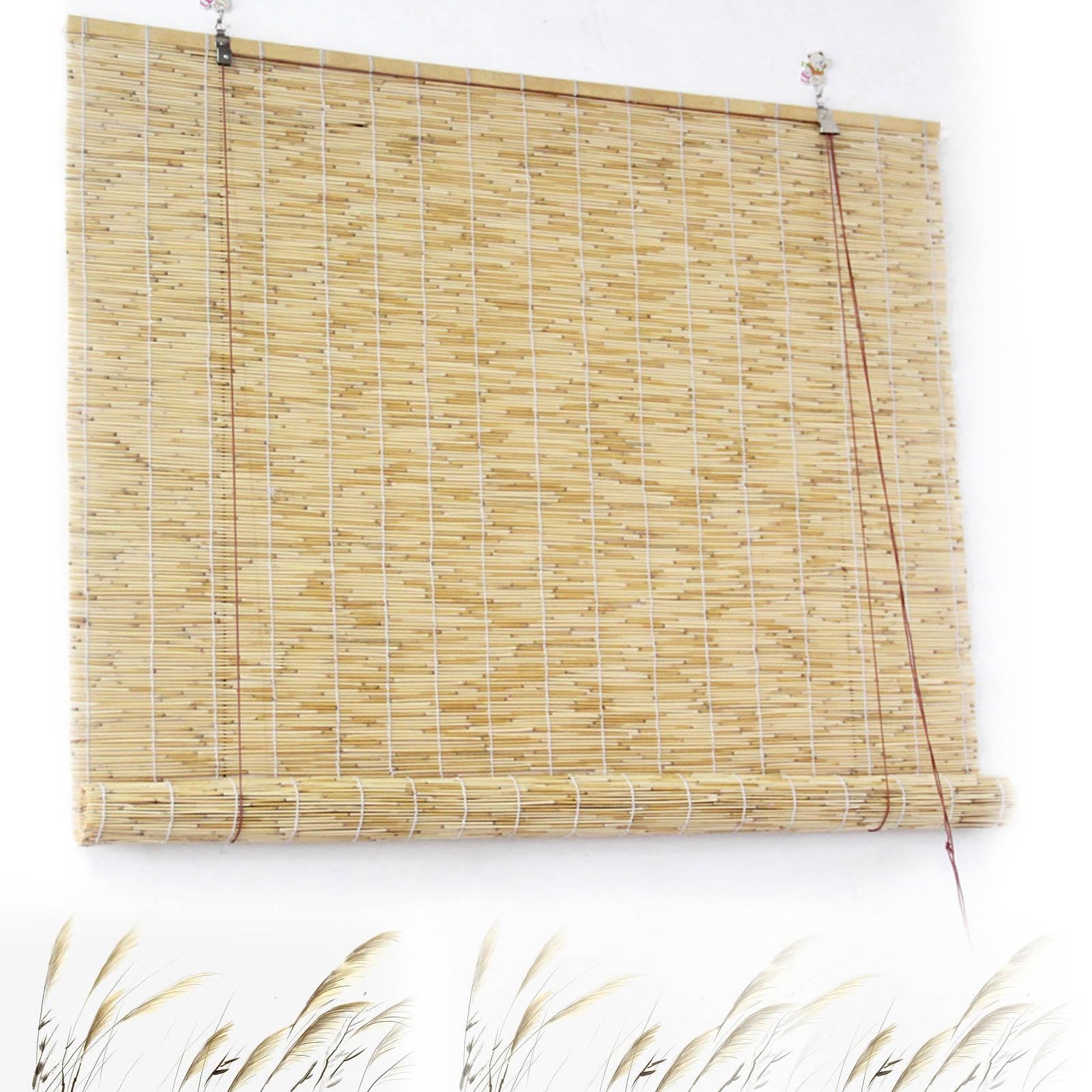 WHZFXYQR Cordless Bamboo Windows Blind Light Filtering Bamboo Roll Up Blinds Translucent Sunshade Privacy Shades 20"" 34"" 35"" 38"" 45"" 55"" 64"" 72