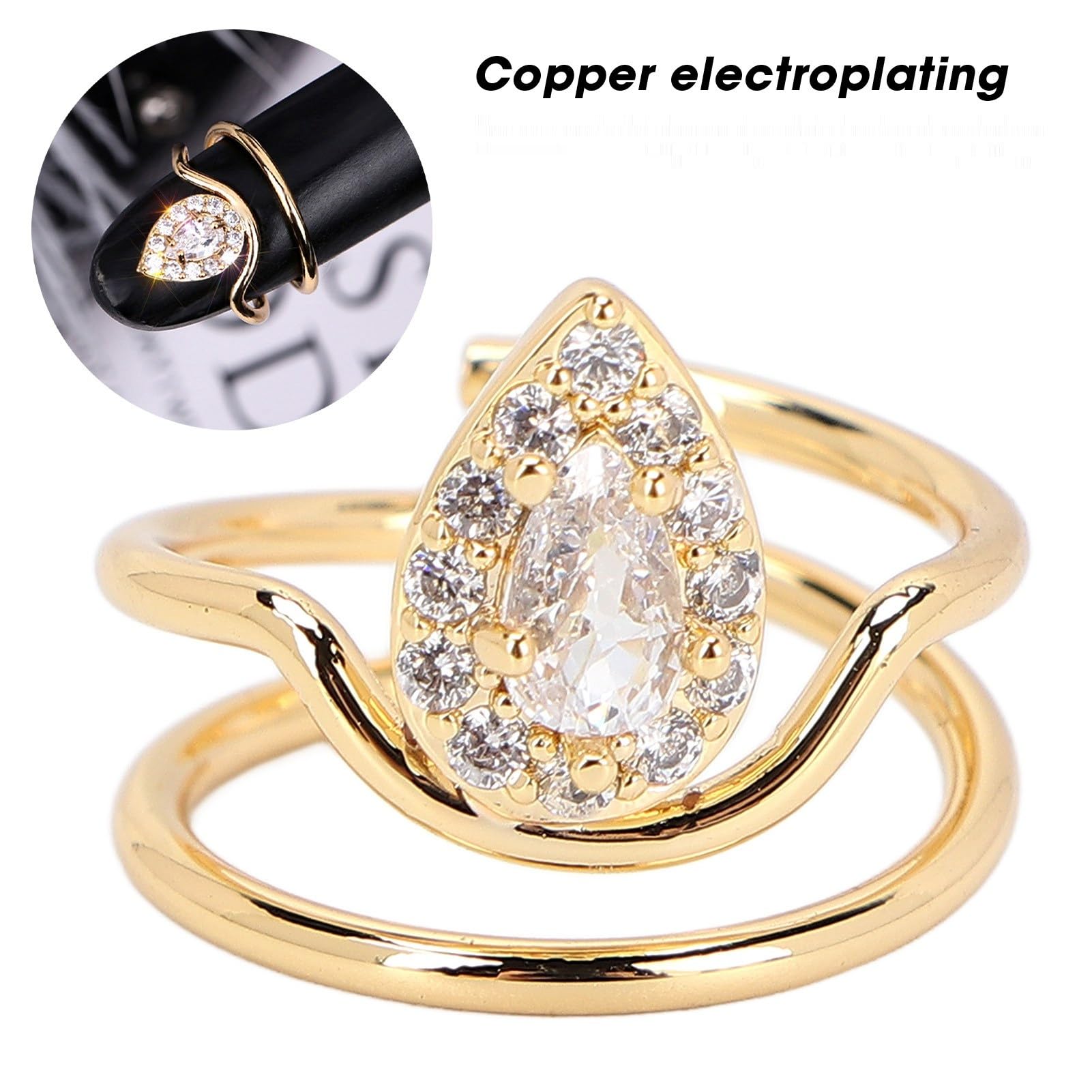 TMISHION Women's Fingernail Rings, Index Finger Nail Cover Rings, Fashionable Elegant Statement Rings, No Gemstone, 1 Count, 5 grams - Image 3