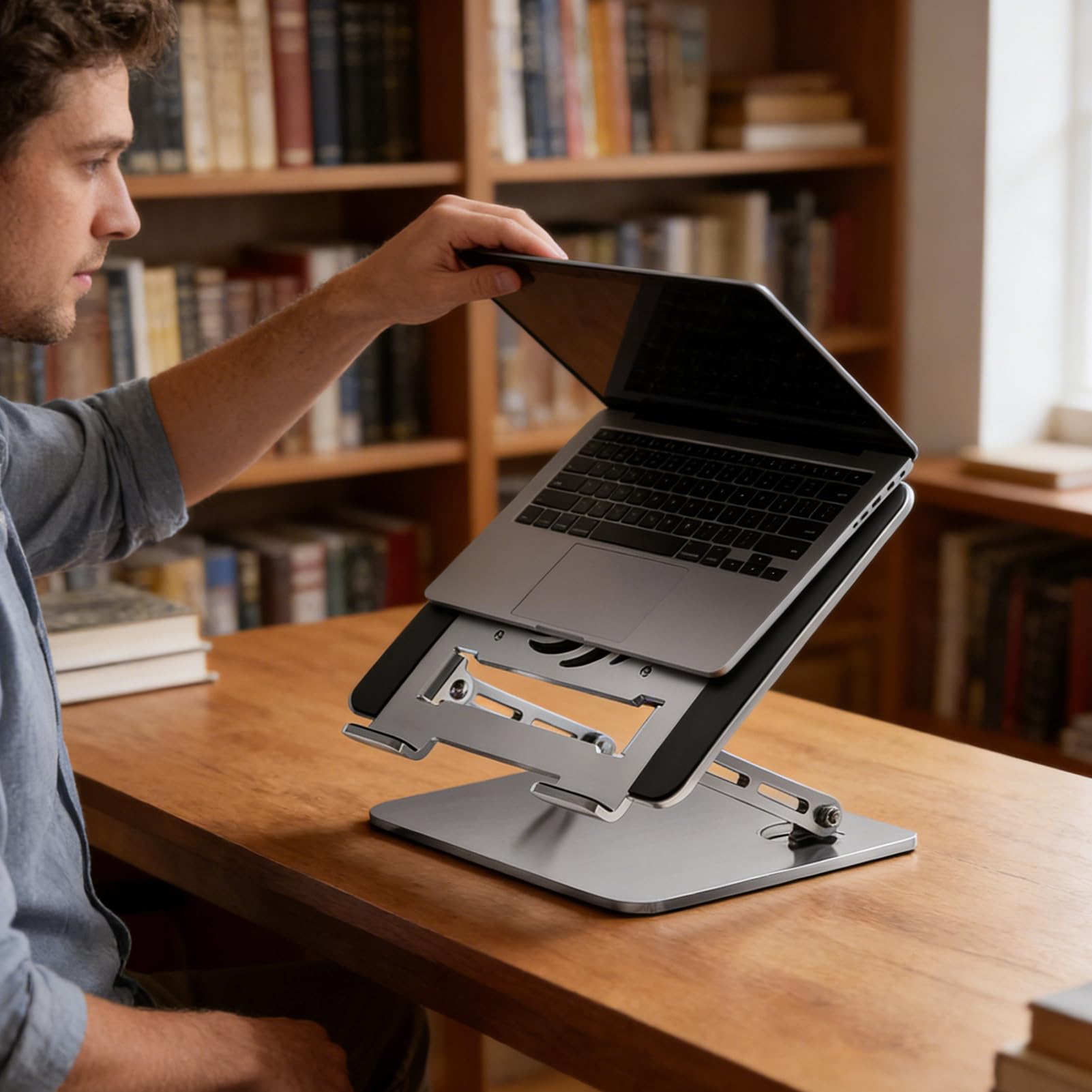 Supporto per Laptop con Ventola e Altezza Regolabile 'Alzata | Base di Raffreddamento per Computer per Tablet Notebook Tavolo Divano Scaffale Viaggio Ufficio Casa Lettura Scrittura