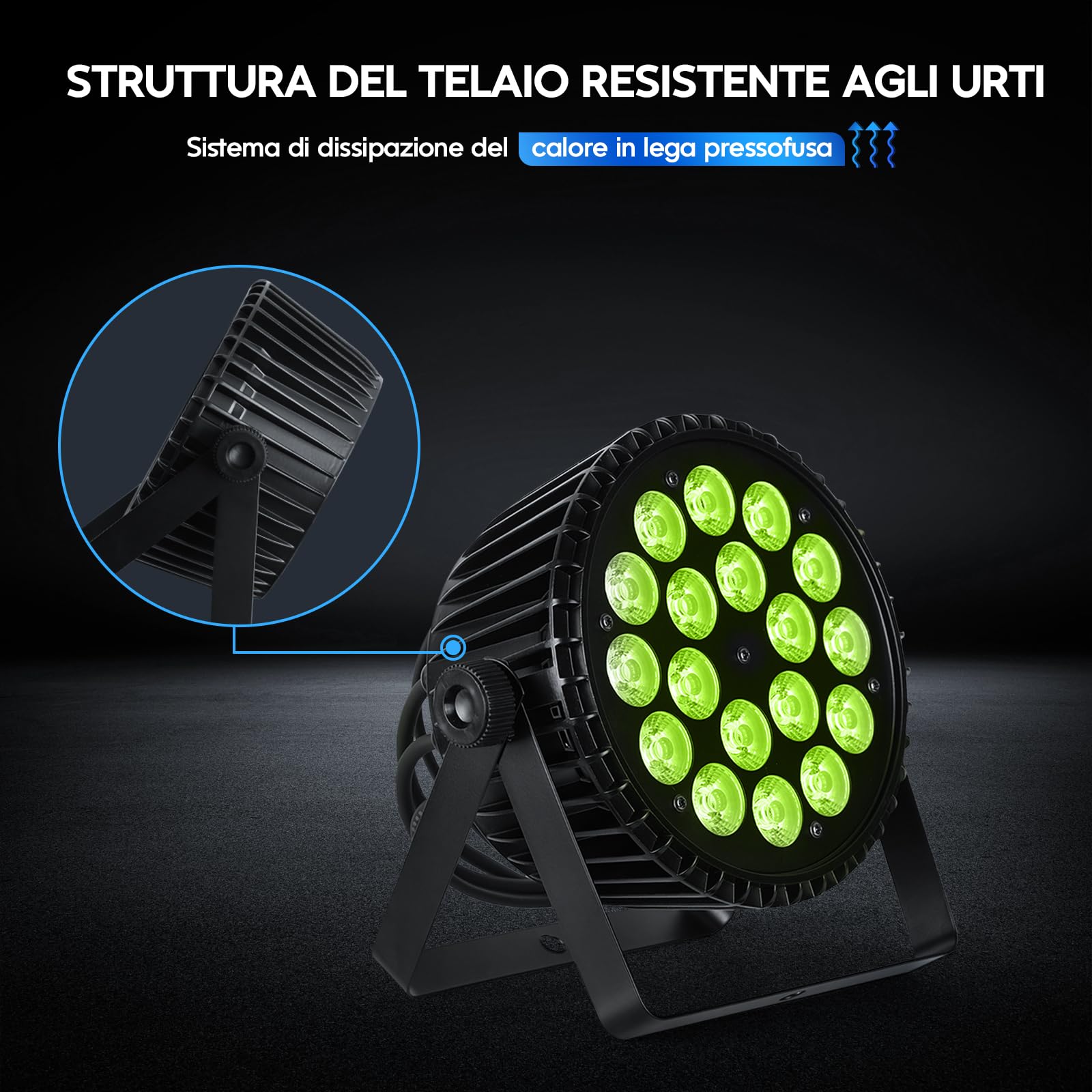 BETOPPER PAR LED 18×18W, 6-in-1 RGB+Ambra+ Lime+UV Luci Discoteca(CRI/RA>95), Luce Nera Strobo/Wash, DMX512/Auto/Suono/Master-Slave, per DJ, Feste, Matrimoni, Club (1)