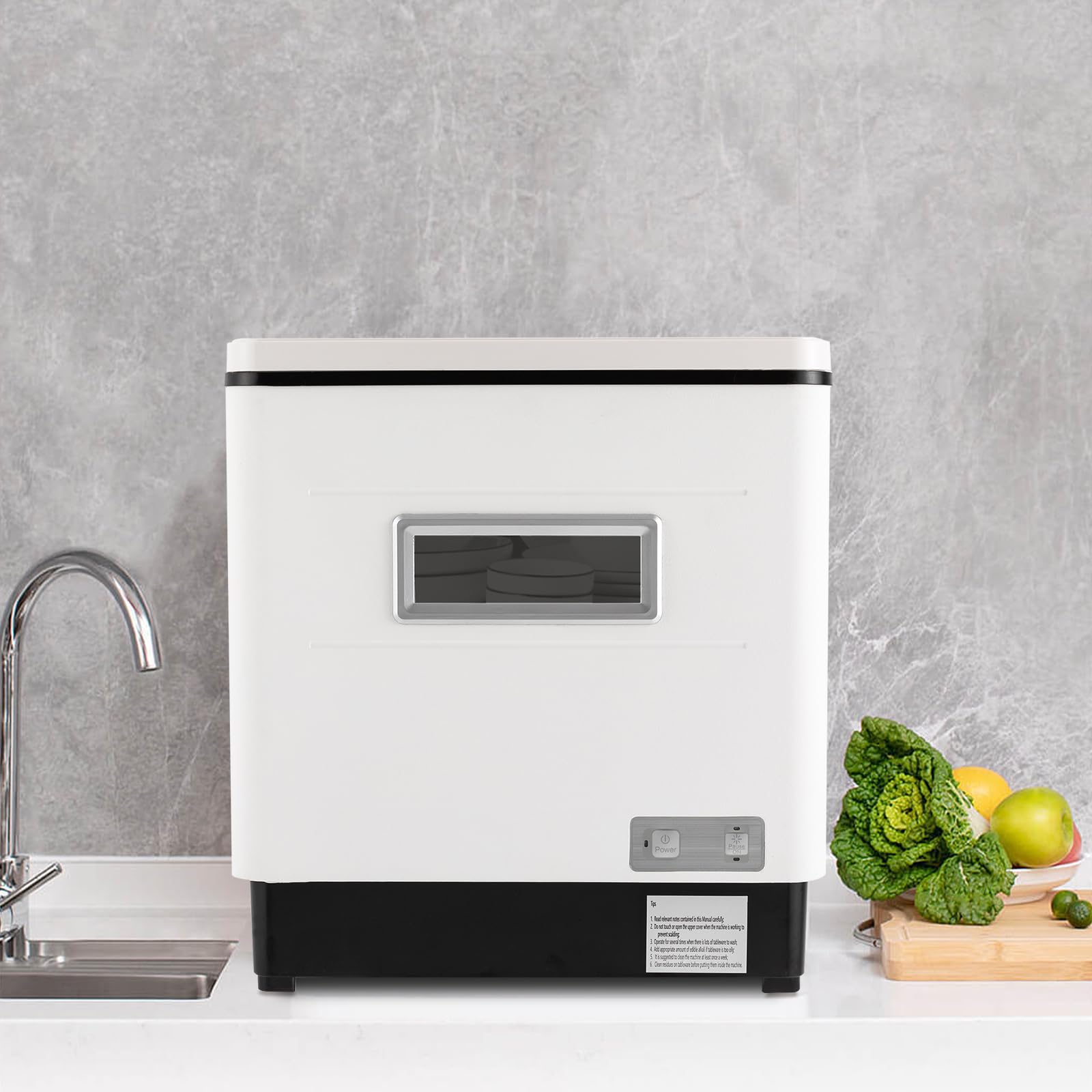 Mini lave-vaisselle, 60 l, 1500 W, 220 V, en acier inoxydable 304, blanc, pour petites cuisines