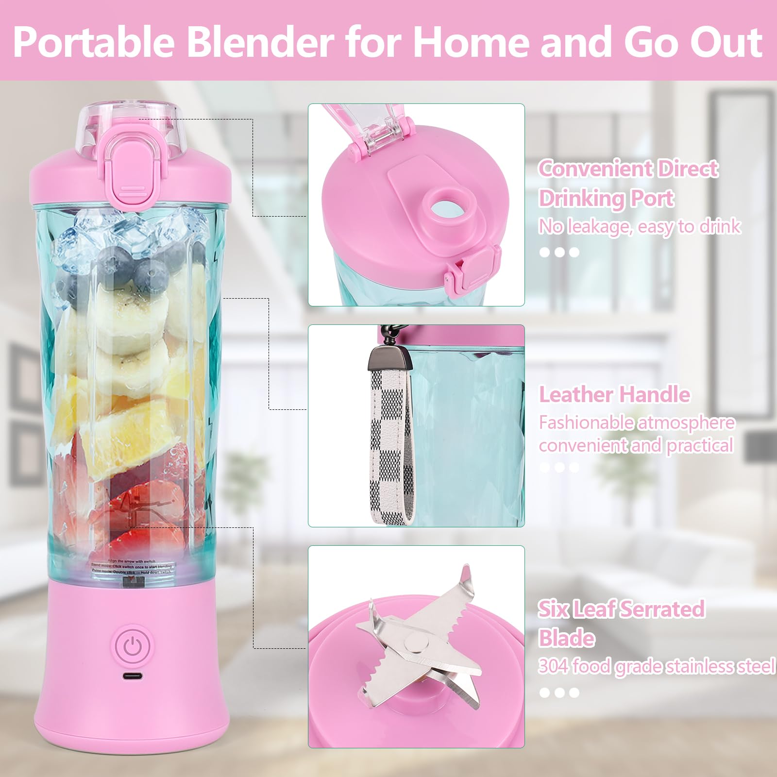 Tetipa Draagbare Blender Smoothie Maker, 350 ml Draagbare Blender