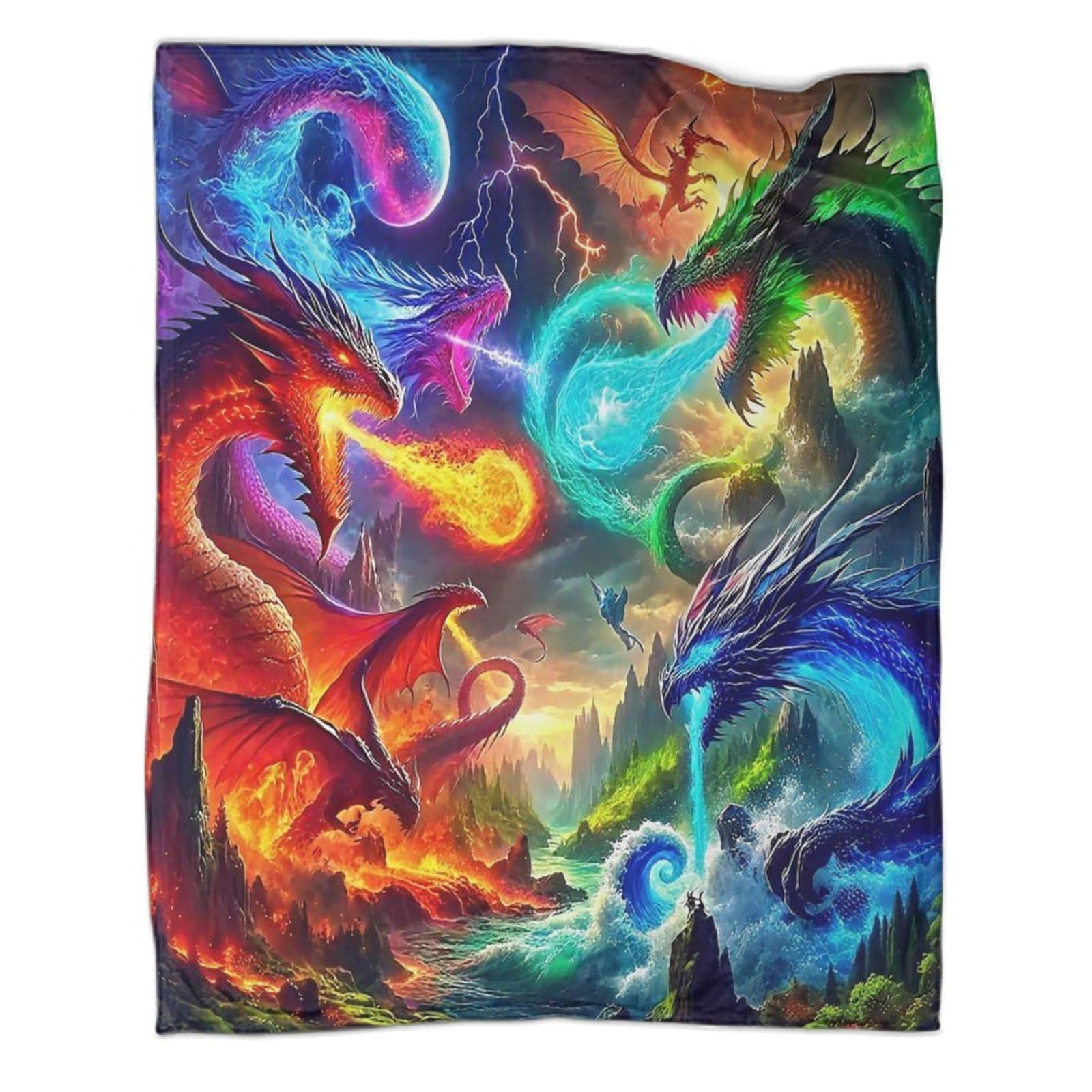 Couverture dragon 3D en flanelle douce pour l'histoire du soir