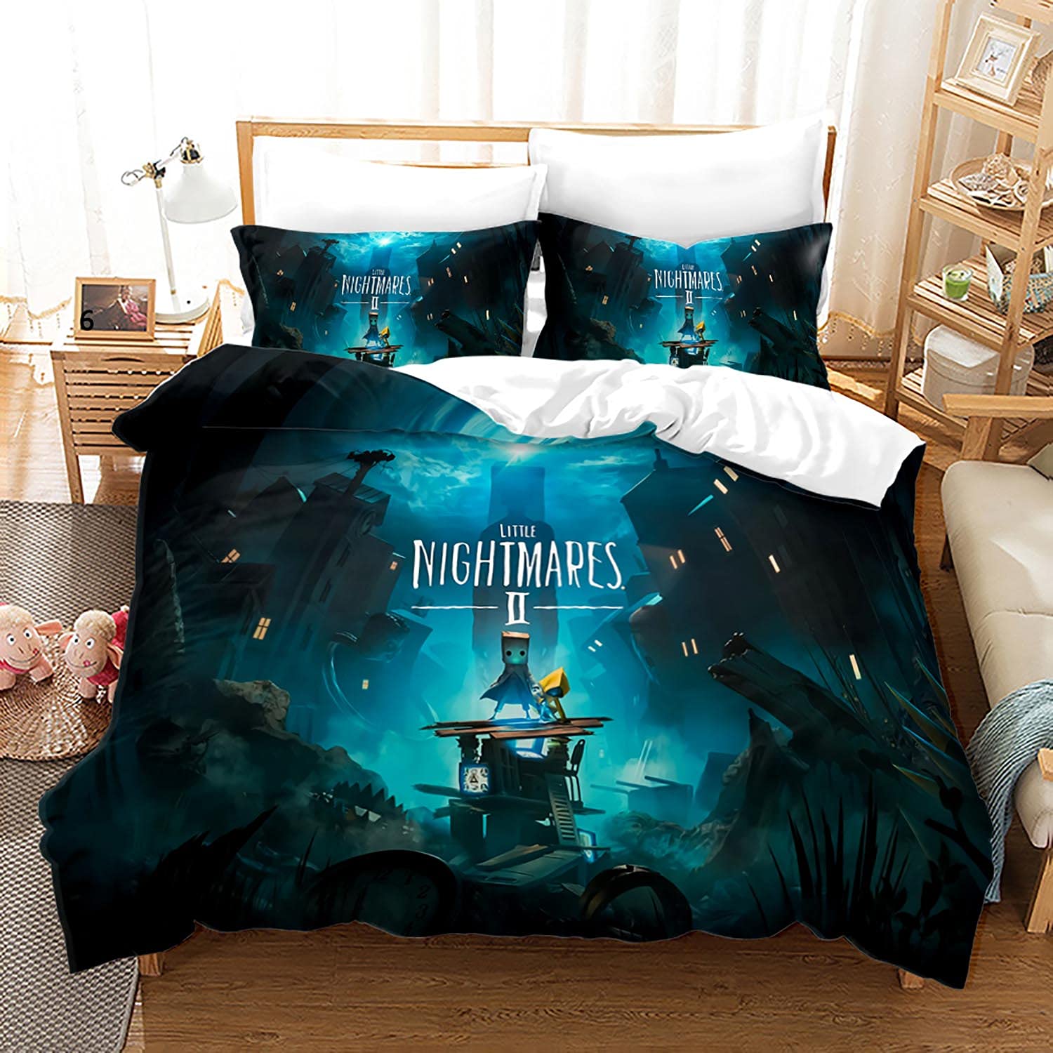 Nichiyobi 2 Little Nightmares Duvet Cover Bedding Set - Duvet Cover And Pillowcase, Microfibre, 3D Digital Print, Three-Piece Bed Linen (, Single 135 X 00 Cm + 80 X 80 Cm)