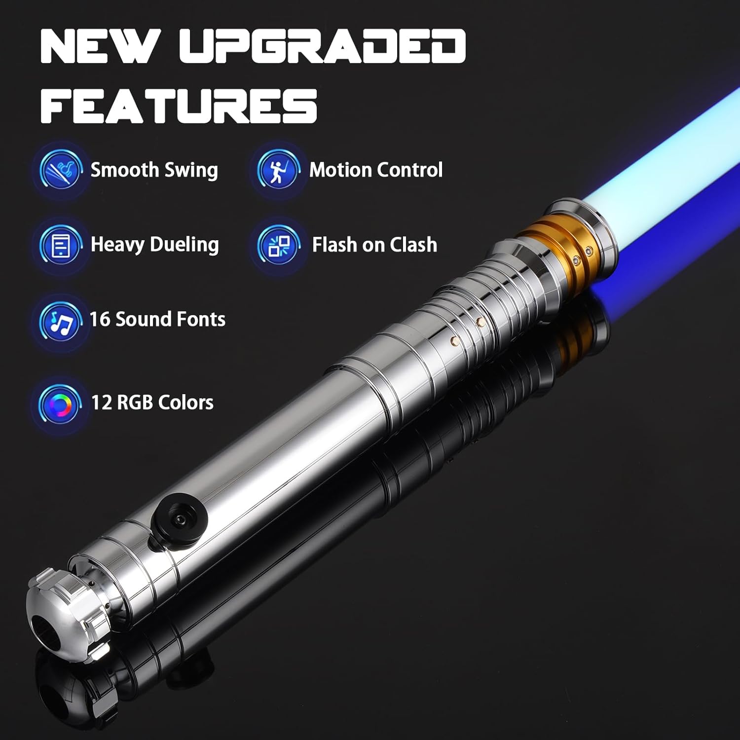 Lightsaber Dueling Light Saber with 12 RGB Colors 16 Sound Fonts and Motion Control, Force FX Lightsabers with Premium Metal Handle and Replaceable Blade, Light Sabers for Adults, Kids