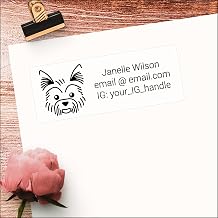 White Home Address Labels - Personalized Return Address Stickers, Custom Printed Mailing Labels for Envelopes, Packages, Wedding, Business Dog - Yorkshire terrior