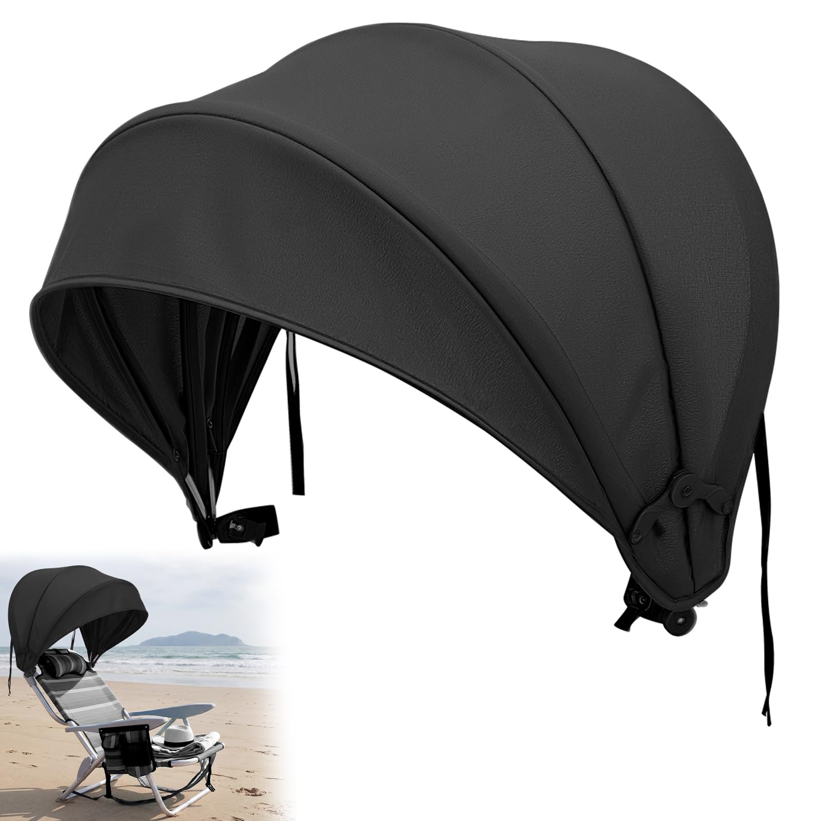 DaisyInner 1 Pcs Beach Chair Umbrella Canopy Extra Large Foldable Chair Sun Shade with Adjustable Clamp for Beach Camping Fishing Lounge Outdoor (Black)