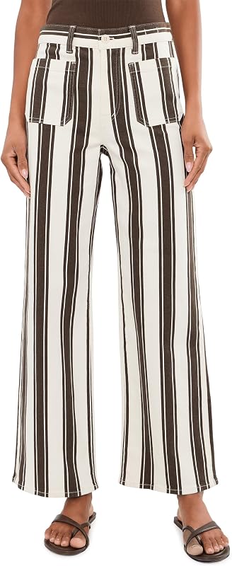 Pantalón de pernera ancha The Emmy para mujer en color marrón oscuro a rayas