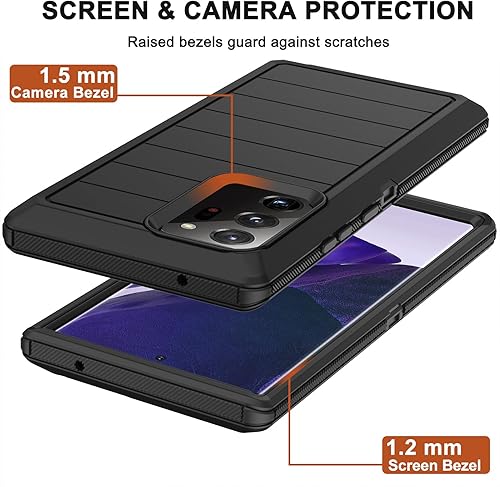 Miniatura 5 de Funda para Galaxy Note 20 Ultra con funda de clip para cinturón, 2 protectores de pantalla, grado militar, cuerpo completo, resistente, a prueba de