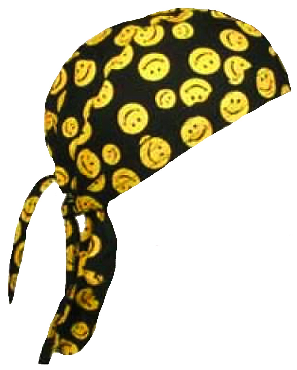 Buy Caps and Hats Smiley Face Doo Rag Happy Skull Cap Mens or Womens with Bumper Sticker Black