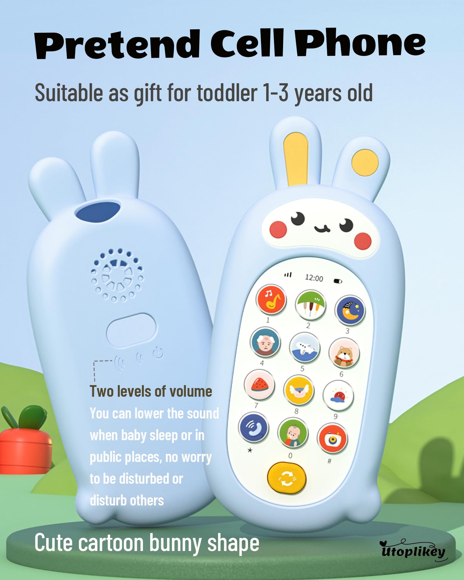 Juguete para teléfono celular para bebé con 12 modos de aprendizaje y canciones de cuna calmantes, carcasa suave para teléfono celular, juguetes sensoriales cómodos, regalo para bebés, baby 5