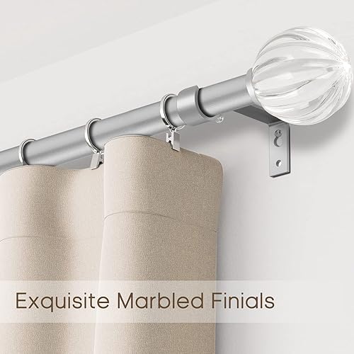 Miniatura 4 de DAINTIER Barra de cortina de ventana individual de 34 pulgadas con acabado acrílico de cristal, 36-66 pulgadas, plata mate