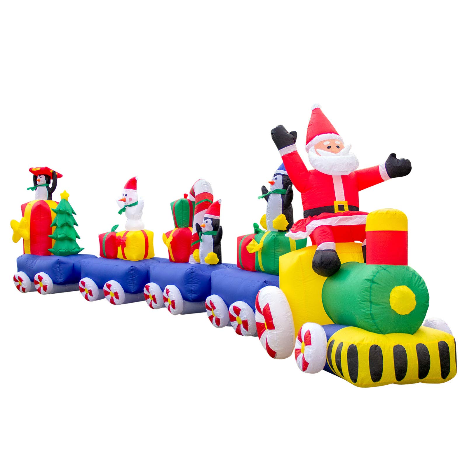 Pridea Weihnachtszug Eisenbahn 600 cm Weihnachtsdeko Aussen Zuckerstangen Aufblasbarer Weihnachtsmann Schneemann XXXL Weihnachtshüte Wasserfeste Weihnachtsdekoration Weihnachten Chrismas mit Gebläse