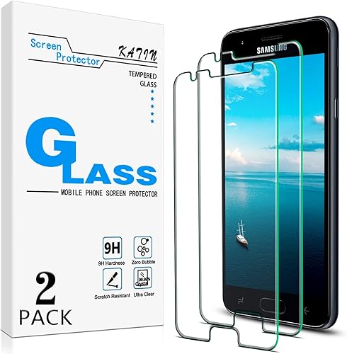 KATIN Paquete de 2 Protector de pantalla para Samsung Galaxy J3 2018, J3 Achieve, J3 Star, J3 V (3 generación), vidrio templado J3 Orbit,