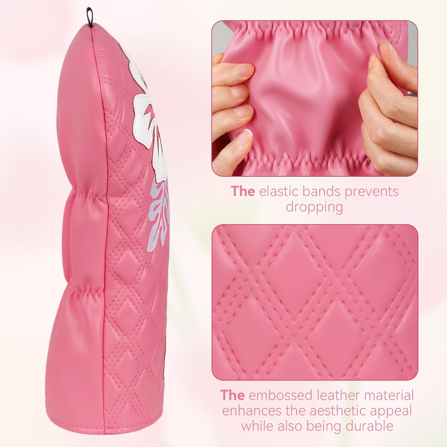 mytag Pink Golf Club Head Covers 4 Pack, Hibiscus Flowers Golf Headcovers Set with Patch & Embroidery Driver 3/5 Wood Hybrids/Rescue Covers