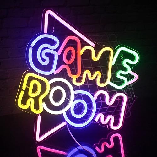 SIGNSHIP Game Room Neon Light LED, Enseigne au néon Cool alimentée par USB Art Décoration Murale pour Salle de Jeux Salon Bar faire la fête Garçons Cadeau - Game Room