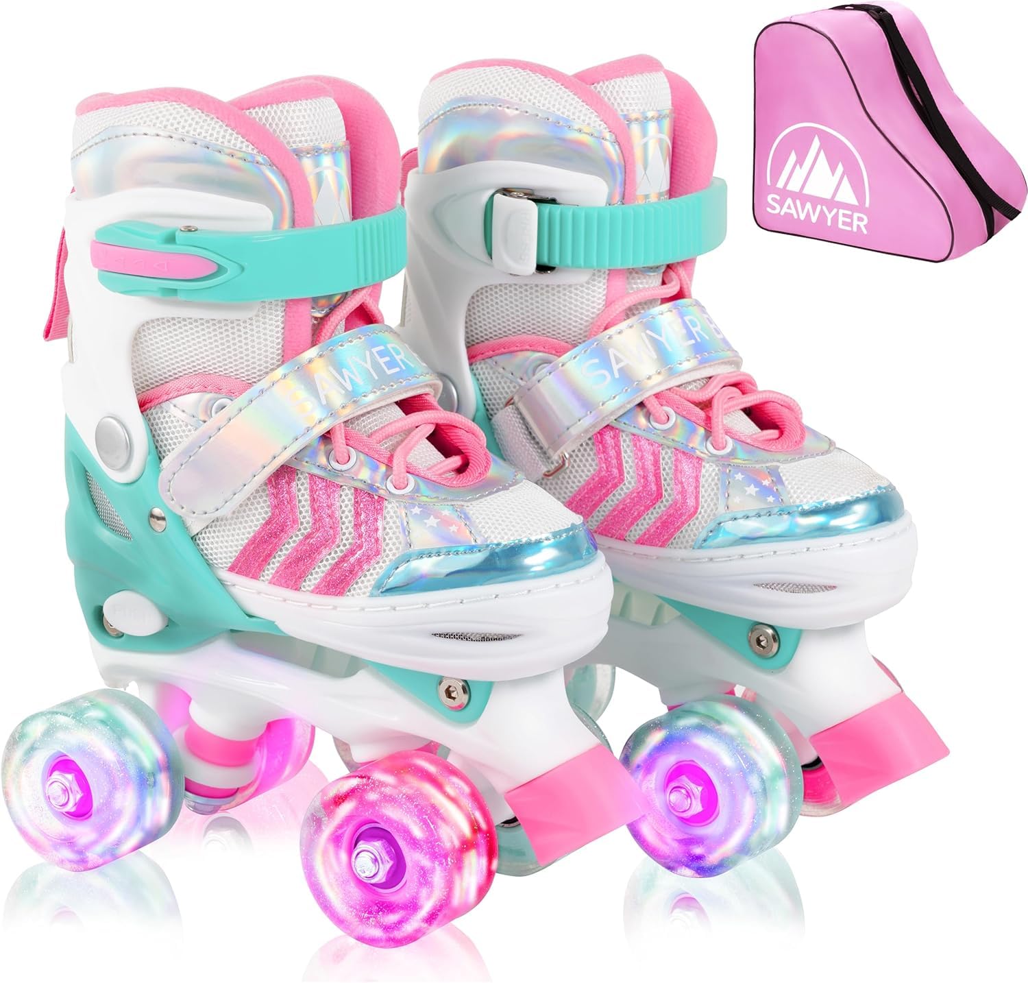 Sawyer Bikes - Patines Ajustables 4 Ruedas LED - Tallas 23 a 38