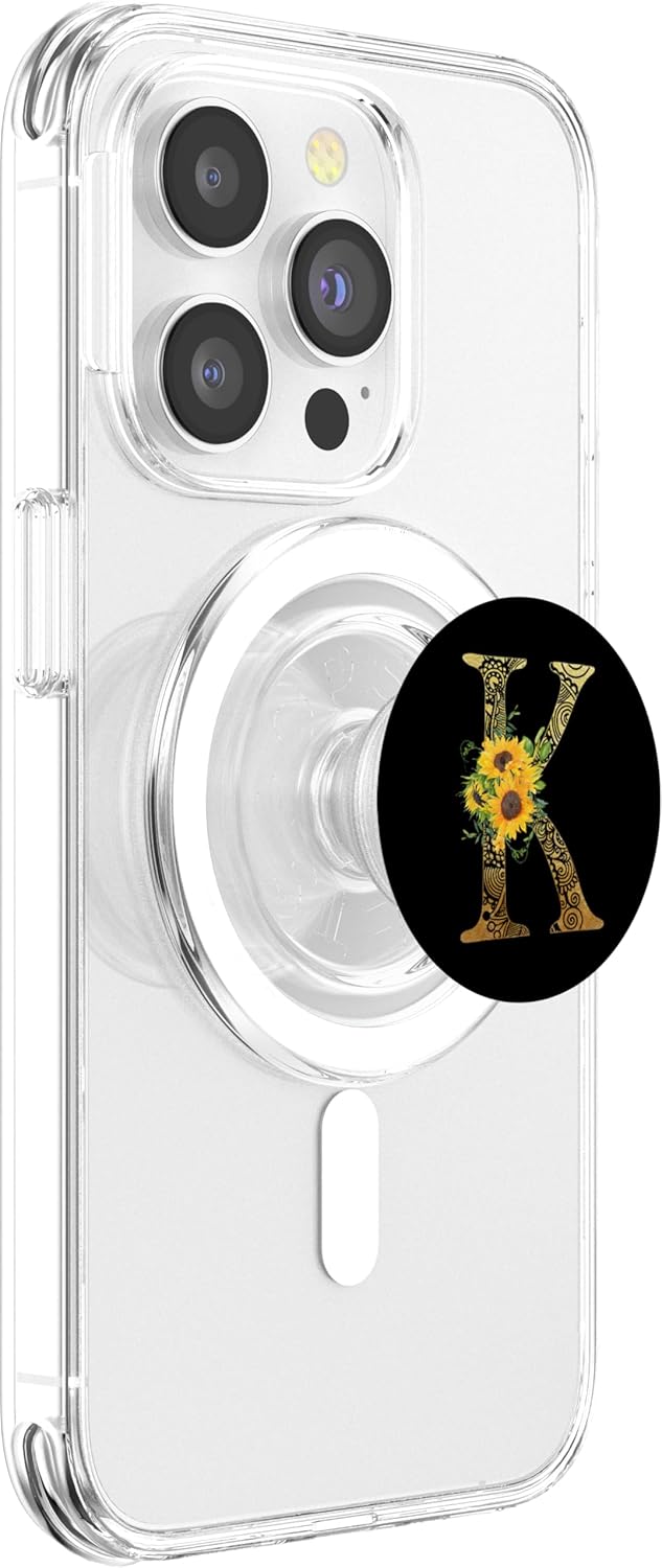 Sunflower Letter K - Phone Stand K Pop Phone Grip PopSockets PopGrip: Swappable Grip for Phones & Tablets PopSockets PopGrip for MagSafe