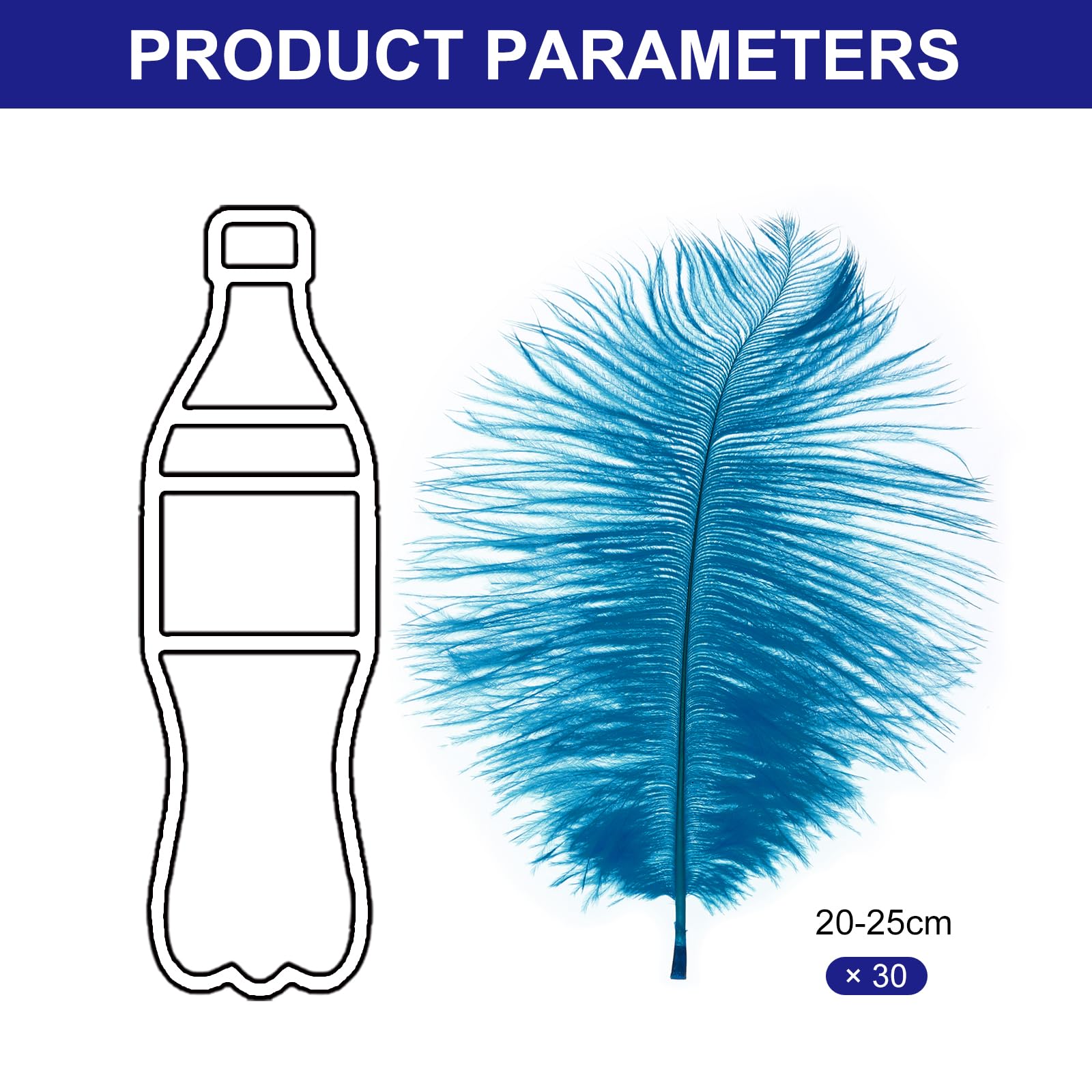 PATIKIL 30 Pcs Natural Ostrich Feathers Bulk 8-10 Inch/ 20-25 cm Large Ostrich Feathers for Crafts Home Decoration Wedding Party Vase Decor (Light Blue) - Image 2