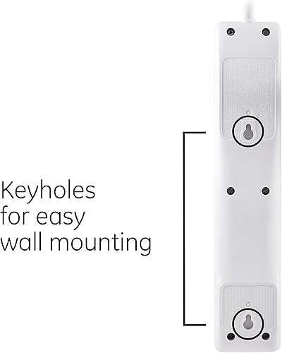 Miniatura 6 de GE Protector SurGE de 6 tomas, paquete de 4, cable de extensión de 15 pies, 800 julios, de enchufe plano, cubiertas de seguridad de girar para