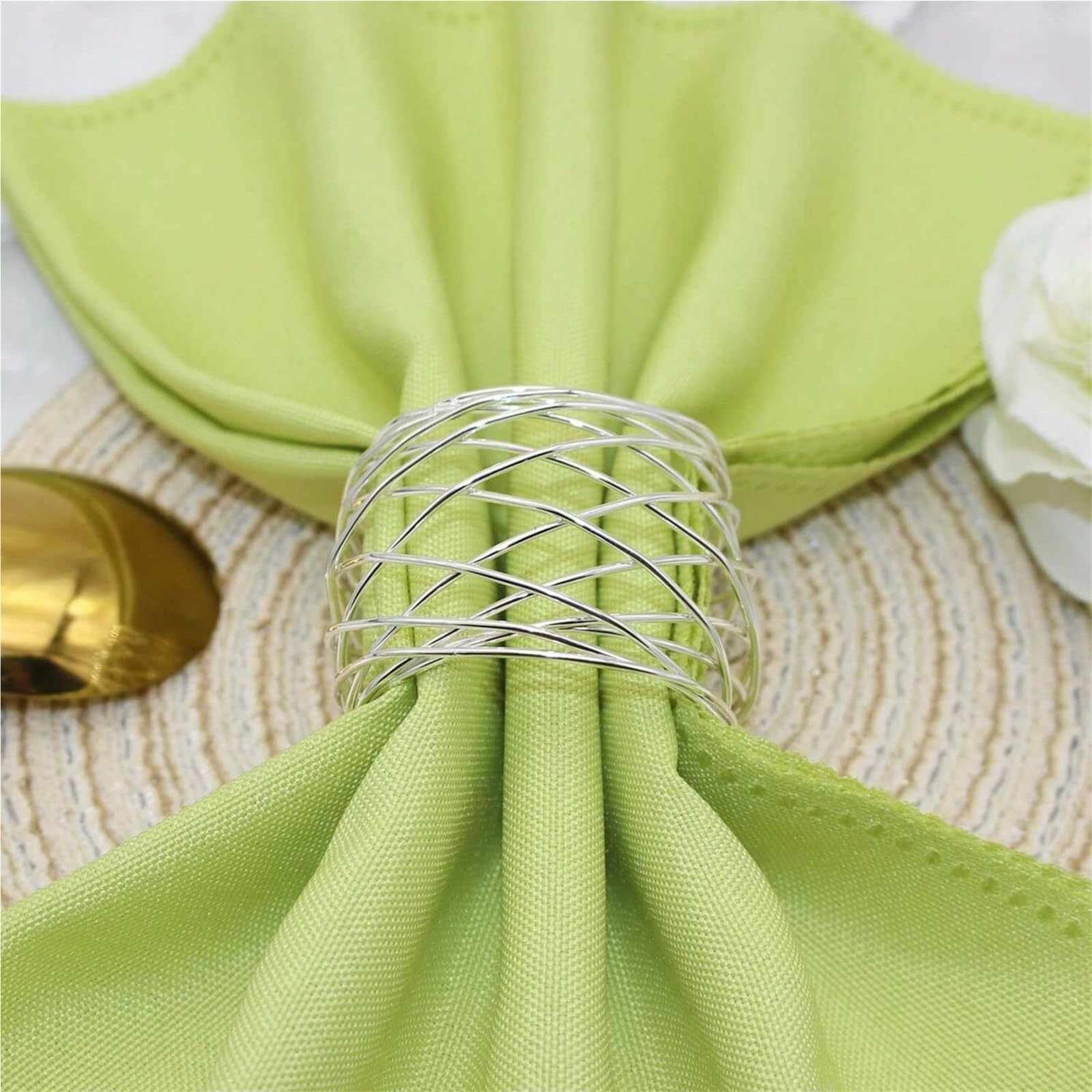 10Pcs Twisted Wire Napkin Rings Holders for Dinner Party Wedding Christmas Décor