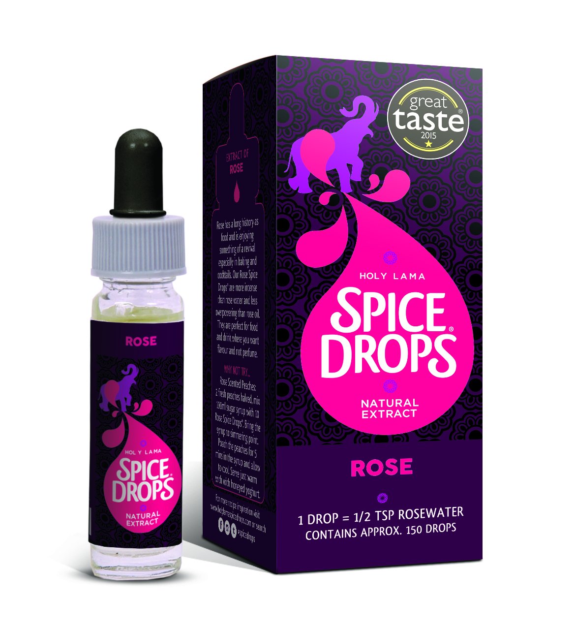 Holy Lama Natural Rose Extract Spice Drops No Artificial Coloring, Preservative, or Flavoring (5 ml / 0.17 fl oz) …