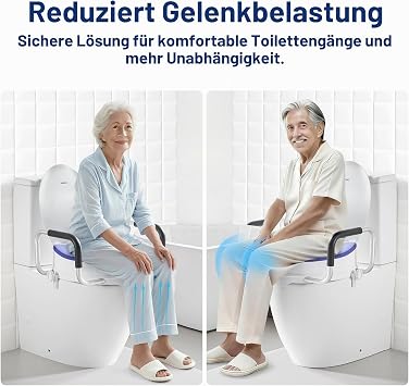 Toilettensitzerhöhung für Erwachsene mit Armlehnen und Deckel erhöhter Toilettensitz für Erwachsene WC-Sitz mit Deckel Toilette nach Operation (N1FYT16)