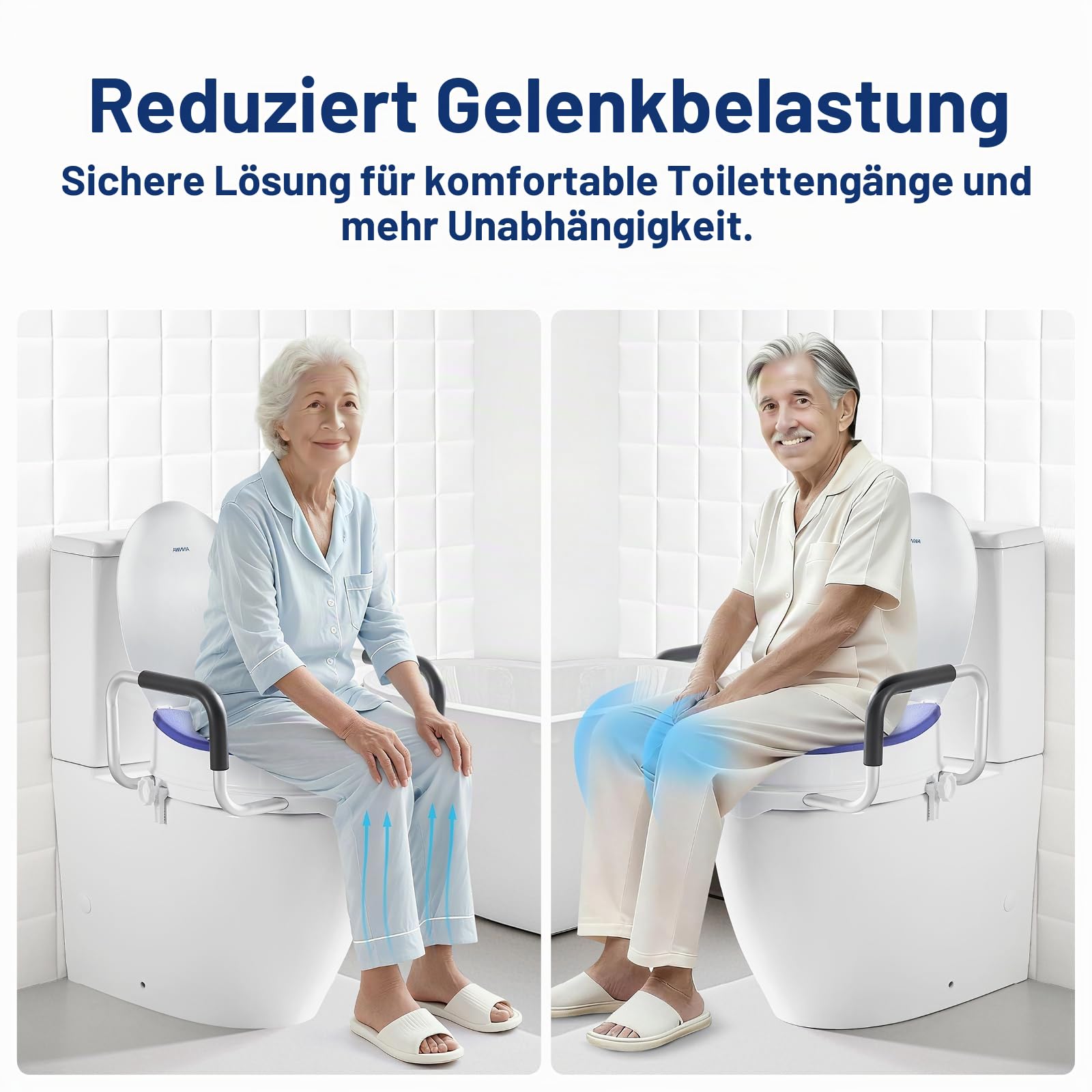 Toilettensitzerhöhung für Erwachsene mit Armlehnen und Deckel, erhöhter Toilettensitz für Erwachsene, WC-Sitz mit Deckel, Toilette nach Operation (N1FYT16)
