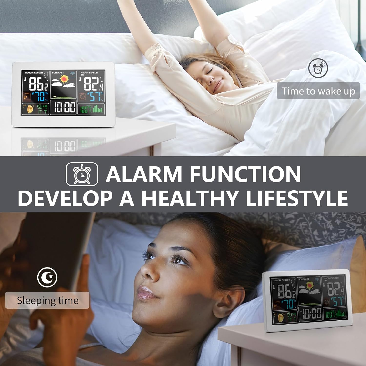 Weather station used as an alarm clock