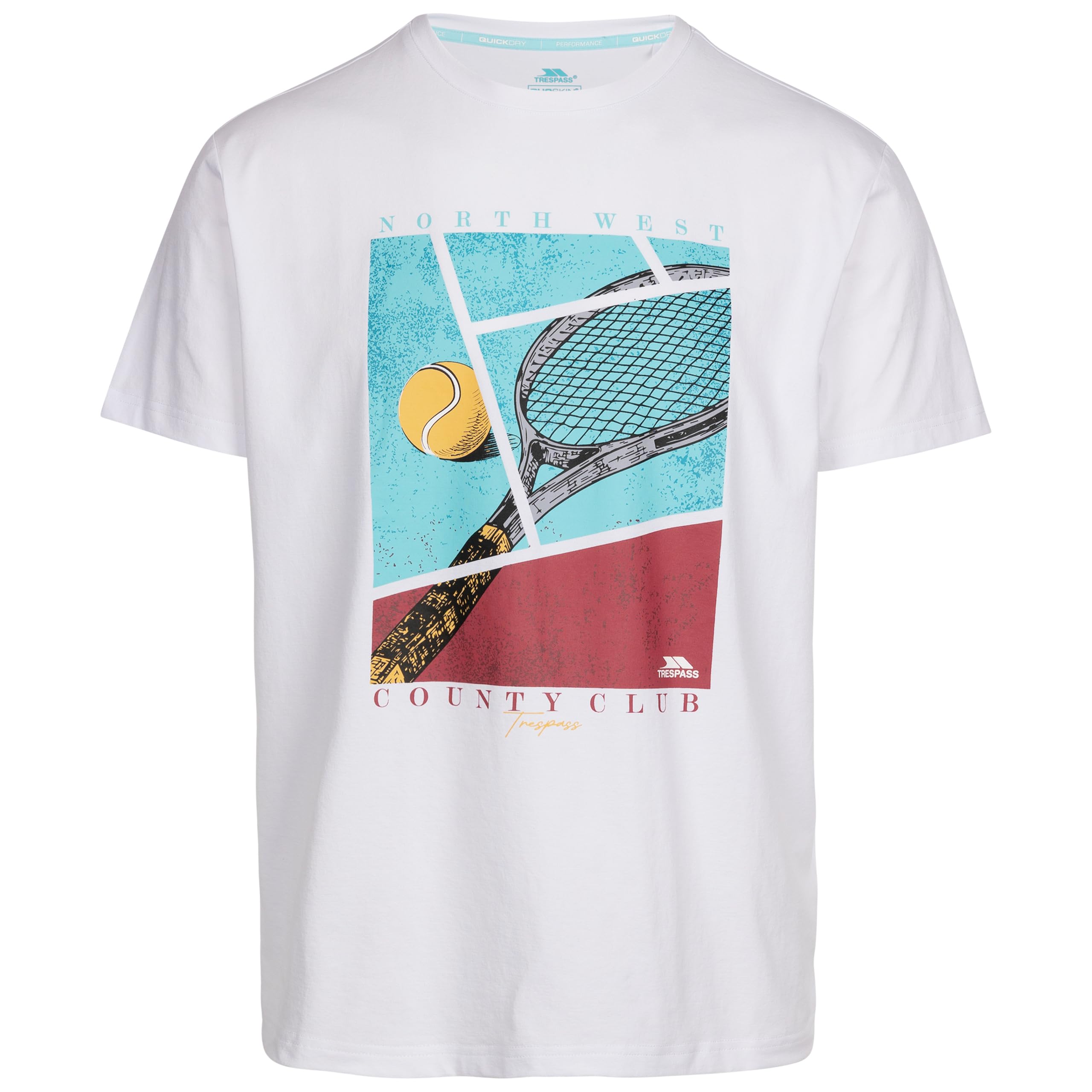 Trespass Men's White Casual T-Shirt Short Sleeves And Quickdry With Graphic Serland