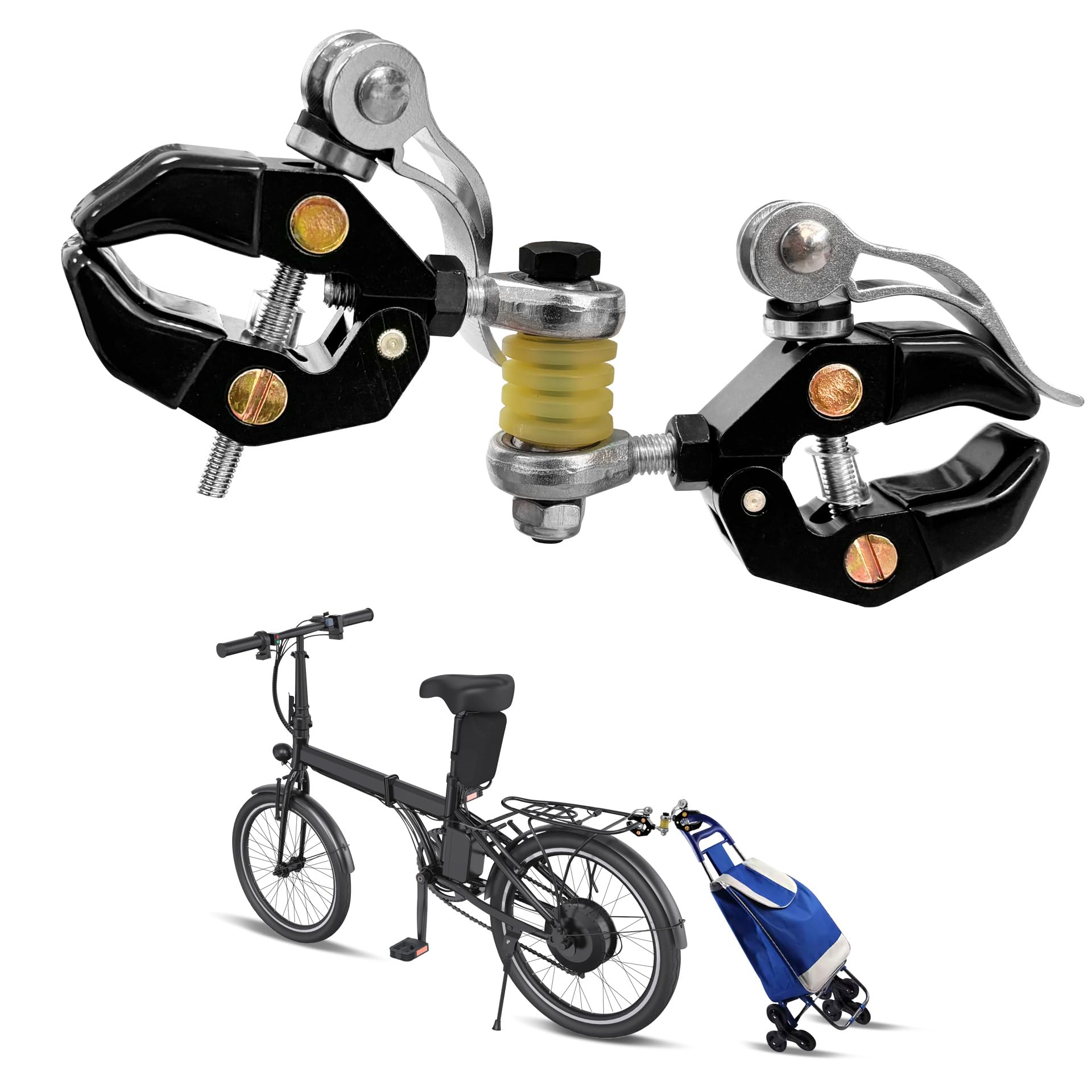 Mimoke Fahrrad Gepäckträger-Zugklemme 10–45 mm – Robuste Klemme zur Befestigung von Einkaufswagen-, Trolley- und Gepäckgriffen – Mit Schutzüberzug, sicherer Halt für tägliche Transport- und Ziehaufgab