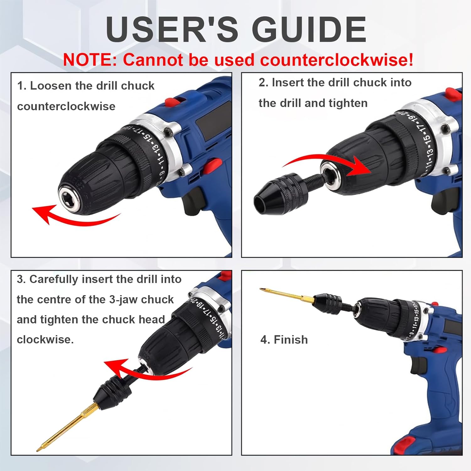 4Pcs Drill Chuck Adapter 1/4 Inch Hex, Drill Bit Adapter Converter for Impact Driver, Quick Change Mini Keyless Impact Drill Chuck Adapter in 0.3-6.5 mm, 0.3-3.6 mm for Tool Attachment