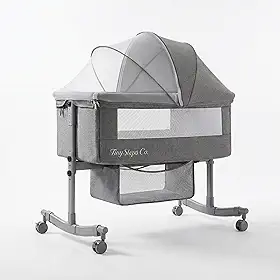 Berço Bebê Portátil Co-Bed TINY STEPS CO Moises Acoplado Altura Ajustável com Mosquiteiro Multifuncional